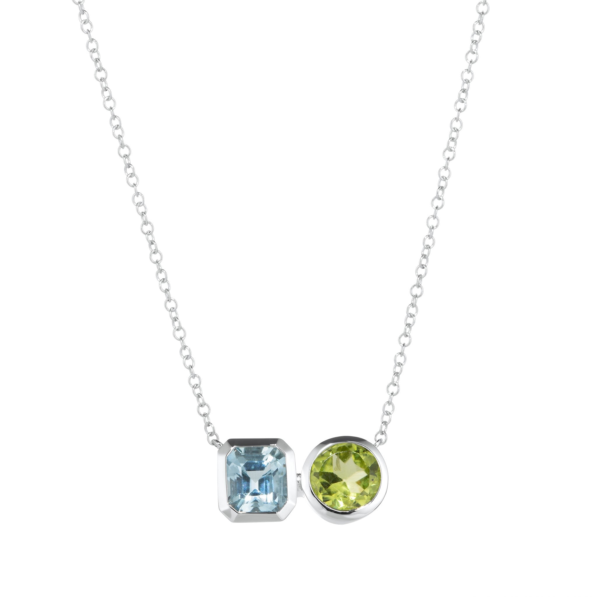 Aquamarine and Peridot Toi Et Moi Pendant